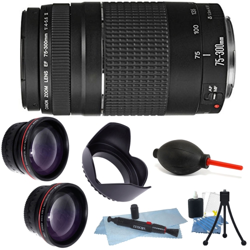 CANON  Zoom Telephoto Ef 75-300MM F/4.0-5.6 Iii Autofocus Lens Bundle for T5 T6