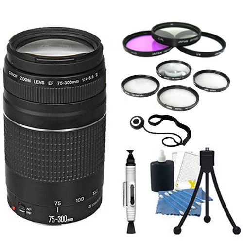 CANON  Ef 75-300MM F/4.0-5.6 Iii Autofocus Lens Bundle for T5 T6 T6I T6S 70D 80D