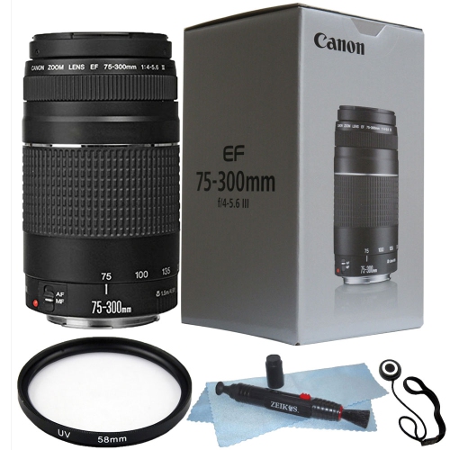 CANON  Ef 75-300MM F/4.0-5.6 Iii Autofocus Lens Bundle for T6 T6I 70D 80D