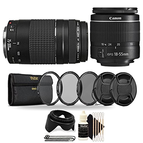 CANON  Ef-S 18-55MM Lens + 75-300MM Lens + 58MM Kit for T6 T6I T7I Cameras