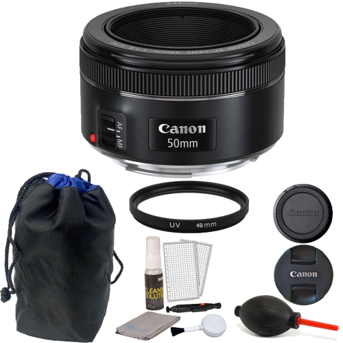 Canon EF 50mm f/1.8 STM Lens with Pouch + Accessory Kit