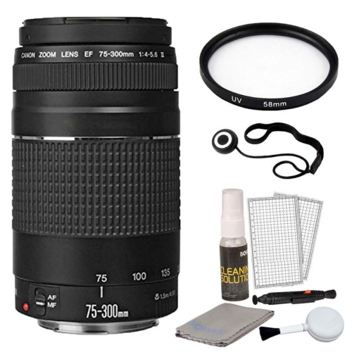 CANON  Ef 75-300MM F/4.0-5.6 Iii Lens + Bundle for T5 T6 T3I T6I 70D 80D 60D T6I