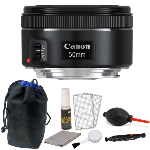 Canon EF 50mm f/1.8 STM Lens with Pouch + Cleaning Kit & Dust Blower