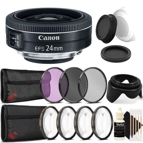 Canon EF-S 24mm f/2.8 STM Lens with Best Accessories International