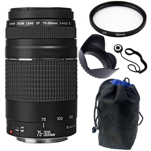 Canon EF 75-300mm f/4.0-5.6 III Lens Bundle for Canon T5 T6 T6i 70D 80D 5D  Mark