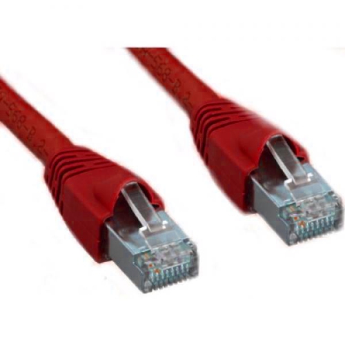 TECHCRAFT  1 Ft Shielded Cat6A (10 GBit/s) Stp Network Ethernet Cable Metal Connectors In Red
