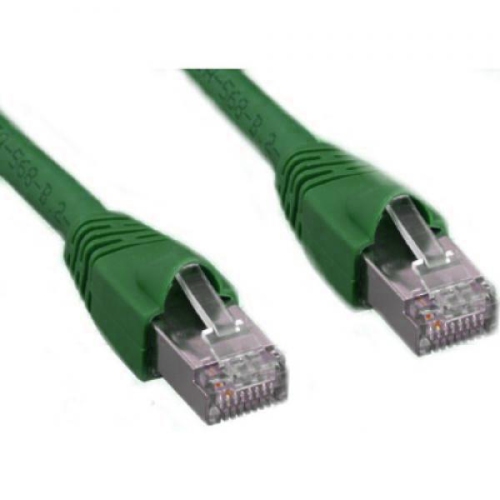 TECHCRAFT  100 Ft Shielded Cat6A (10 GBit/s) Stp Network Ethernet Cable Metal Connectors In Green