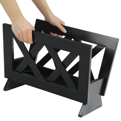 Oceanstar Wood Magazine Rack - Black