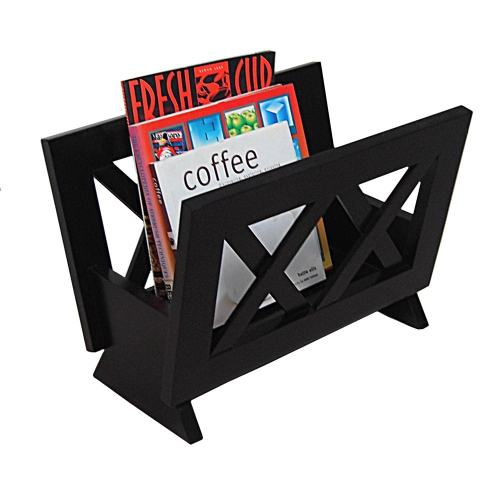 Oceanstar Wood Magazine Rack - Black