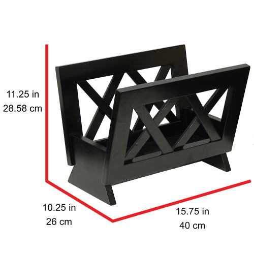 Oceanstar Wood Magazine Rack - Black