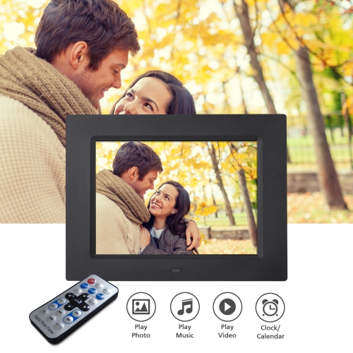 Sungale 8-in Digital Photo Frame - 800x600 LCD-USB/SD/ 4GB Storage - w/ Sleek Design- Multimedia - Photo/Video/Music- Black