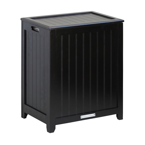 Oceanstar Rectangular Laundry Wood Hamper - Black