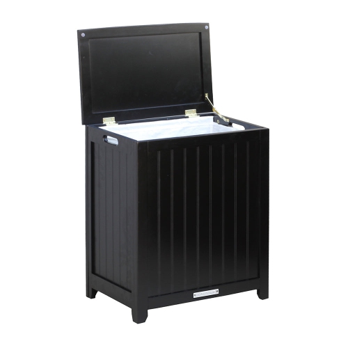 Oceanstar Rectangular Laundry Wood Hamper - Black