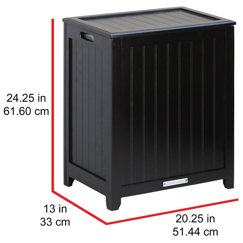 Oceanstar Rectangular Laundry Wood Hamper - Black