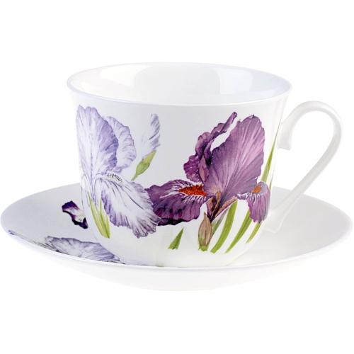 Roy Kirkham Breakfast Cup/Saucer - Iris Set of 2 - Made in England Ceramic