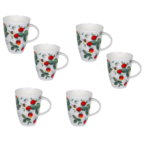 ROY KIRKHAM  Louise Mug - Alpine Strawberry Set Of 6- Made In England Ceramic