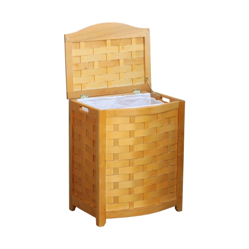 Oceanstar Bowed Front Laundry Wood Hamper - Brown