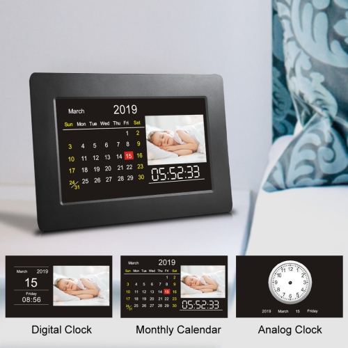 Sungale 7-in Digital Photo Frame - 1024x600 LCD, USB & SD Card Ports - w/ Sleek Design & Great Display Clarity - Black