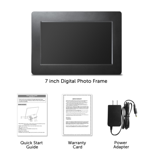 Sungale 7-in Digital Photo Frame - 1024x600 LCD, USB & SD Card Ports - w/ Sleek Design & Great Display Clarity - Black