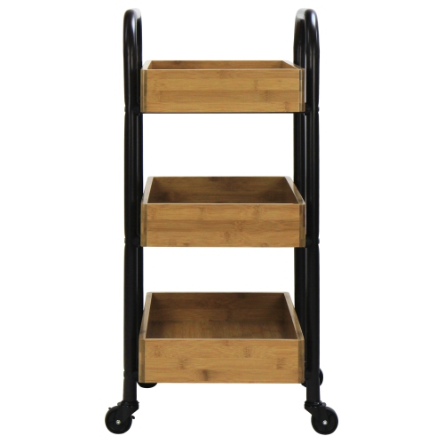 Oceanstar Portable Storage Cart with 3 Easy Removable Bamboo Trays