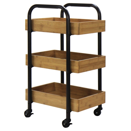 Oceanstar Portable Storage Cart with 3 Easy Removable Bamboo Trays