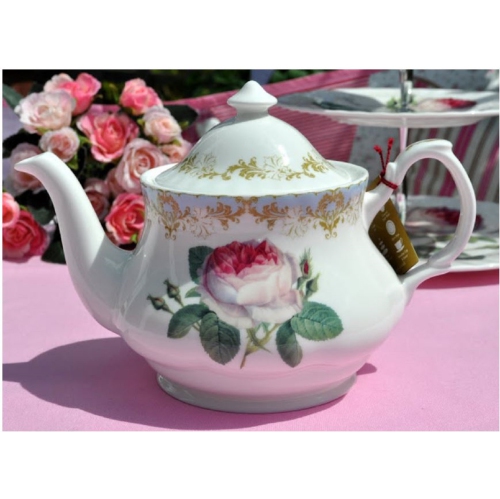 Roy Kirkham – Théière, modèle Rose rétro, en céramique d’Angleterre