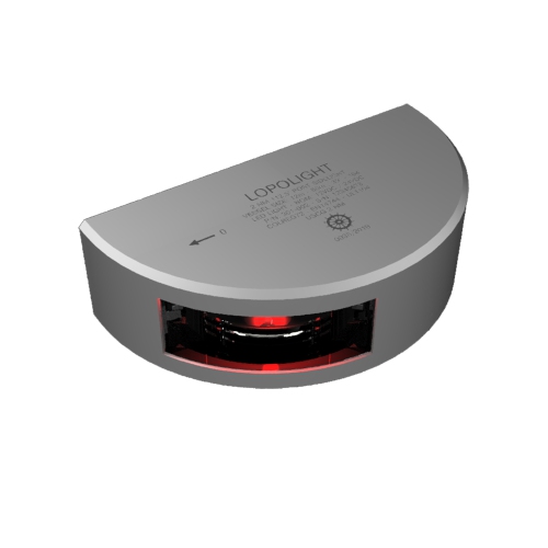 LOPOLIGHT  Port Sidelight - Vertical Mount - Silver Housing - 2Nm - In Red