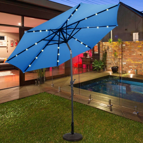 Costway 10ft Patio Solar Umbrella Led Patio Market Steel Tilt W Crank Outdoor Orangeblue New Best Buy Canada