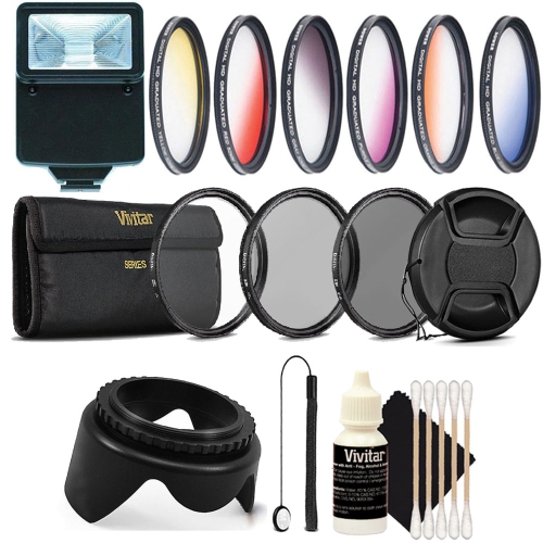 Slave Flash + 67mm Colored Filter Kit + UV CPL ND + Tulip Lens Hood + Lens Cap + Lens Cap Holder + 3pc Cleaning Kit - International Version w/Seller