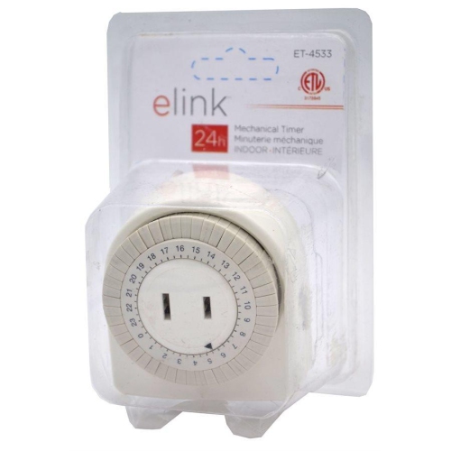 Elink ET-4533 - 24 Hour Mechanical Socket Timer, White