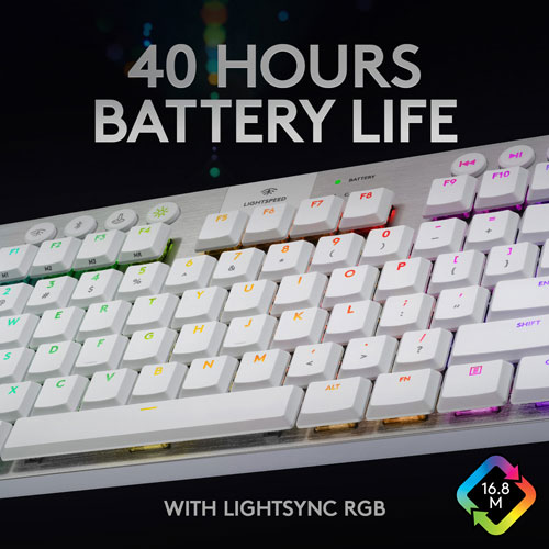Logitech G915 TKL LIGHTSPEED Wireless Backlit Mechanical Tactile Gaming Keyboard - White