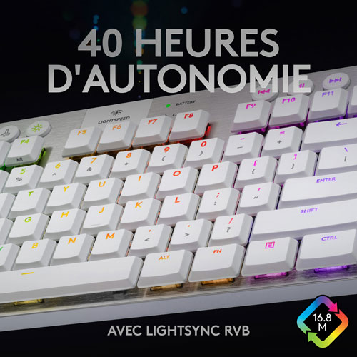 Logitech G915 TKL LIGHTSPEED Wireless Backlit Mechanical Tactile Gaming Keyboard - White