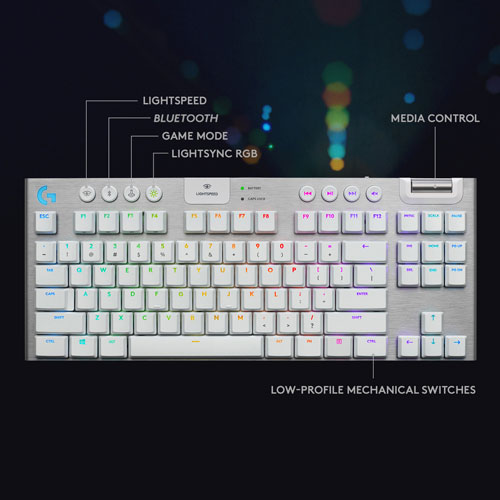 Logitech G915 TKL LIGHTSPEED Wireless Backlit Mechanical Tactile Gaming Keyboard - White