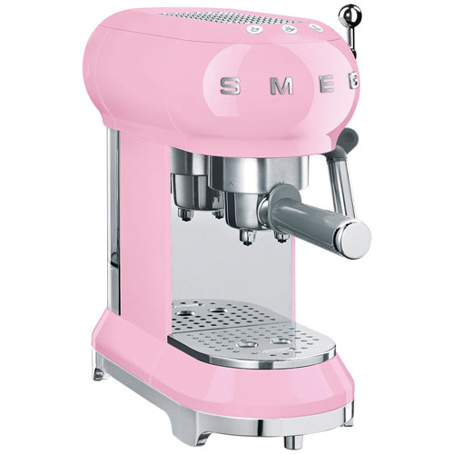 Smeg 50's Style Manual Espresso Machine with 15 Bar Pressure - Pink