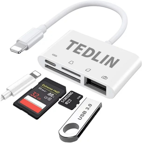 4-en-1 appareil photo Lightning vers USB lecteur de carte SD TF pour iPhone iPod iPad - expédition gratuite