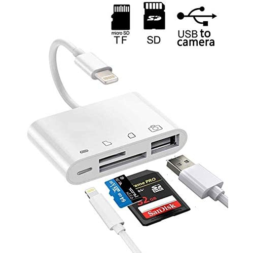 Adaptateur 4-en-1 Lightning vers USB pour lecteur de cartes SD TF pour iPhone iPod iPad