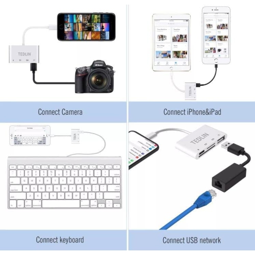 4 in 1 Lightning to USB Camera SD TF Card Reader Adapter For iPhone iPod iPad - Free Shipping