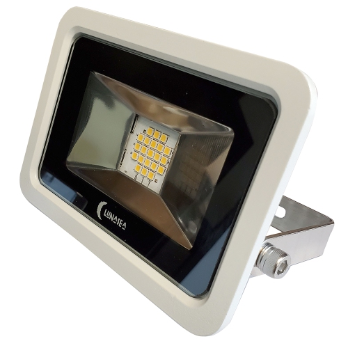 LUNASEA LIGHTING  Lunasea 10W Slimline Led Floodlight, 120Vac Only, Cool, 1200 Lumens, 3' Cord - Housing In White