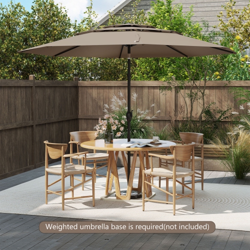Gymax 10ft 3 Tier Patio Market Umbrella Aluminum Sunshade Shelter Double Vented Tan