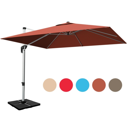 Gymax 10ft Square Offset Hanging Patio Umbrella W Base 360 Degree Tilt Best Buy Canada