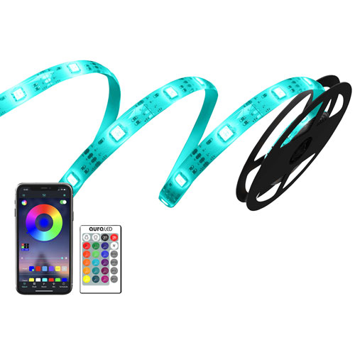 Bande lumineuse DEL intelligente Bluetooth avec télécommande auraLED ColorStrip de Tzumi - 6,5 pi