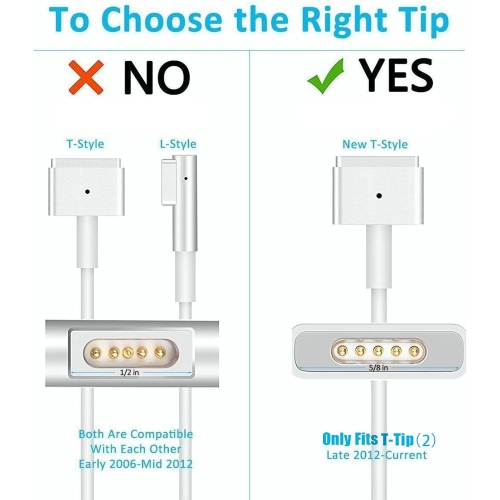Mac Book Pro Charger, 60W Magsafe 2 T-tip Power Adapter Charger for MacBook Charger / MacBook Air Charger - WINGOMART