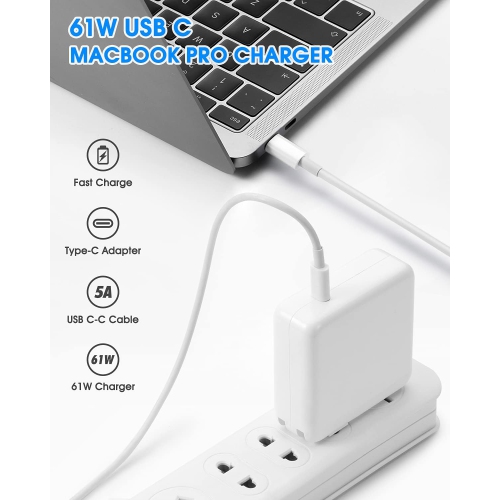 WINGOMART 61W USB C Power Adapter, Fast Charger for Apple MacBook Air/Pro USB-USB C Charge
