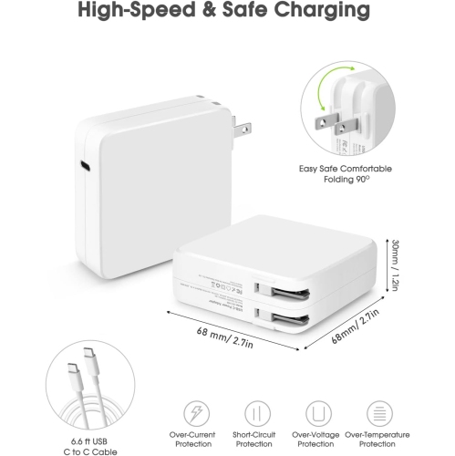 WINGOMART 61W USB C Power Adapter, Fast Charger for Apple MacBook Air/Pro USB-USB C Charge