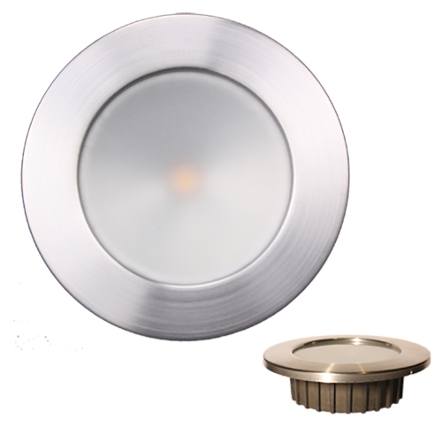LUNASEA LIGHTING  Lunasea “Zero Emi” Recessed 3.5” Led Light - Warm White W/brushed Stainless Steel Bezel - 12Vdc In Red