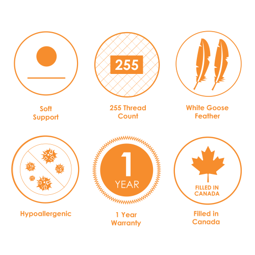 Canadian Down & Feather Co - Pair d'oreillers en Plumes d'Oie Blanche - Support mou - King Size