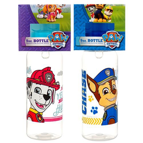 Baby Bottle 2 Piece Clear With Paw Patrol Print 9oz - 2 Pieces