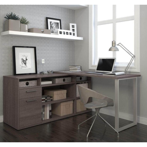 MODUBOX  Solay L-Shaped Desk - Bark In Grey We have two grey Bestar desks but they don't match each other