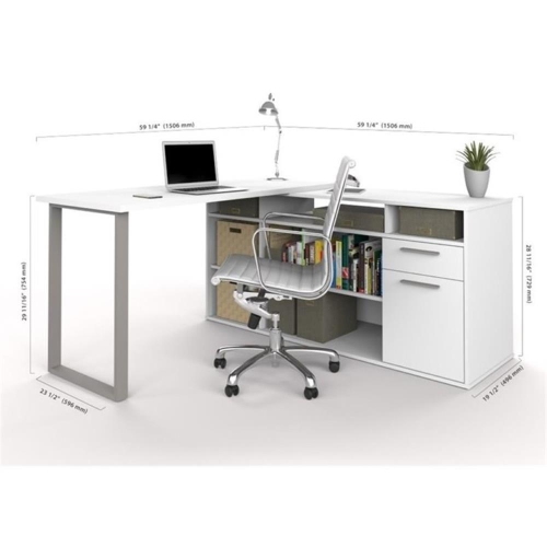 Solay L-Shaped Desk - White
