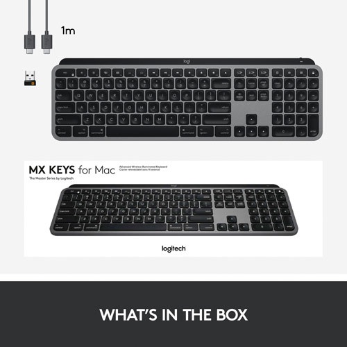 Logitech MX Keys Bluetooth Backlit Keyboard for Mac - Space Grey